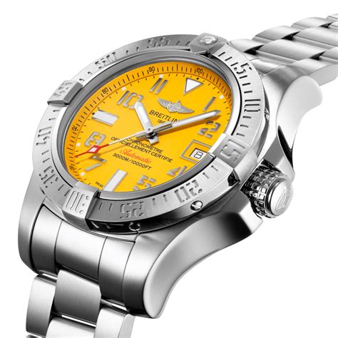 breitling chronograph yellow face|breitling avenger seawolf yellow dial.